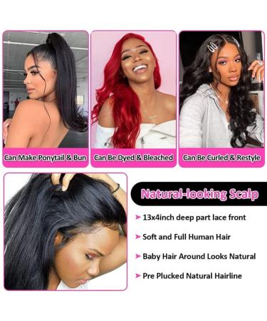 24 Inch Straight Lace Front Human Hair Wig for Black Women - Pre Plucked with 150% Density and Baby Hair - HD 13x4 Lace Frontal Wig - Buy Online on GoSupps.com