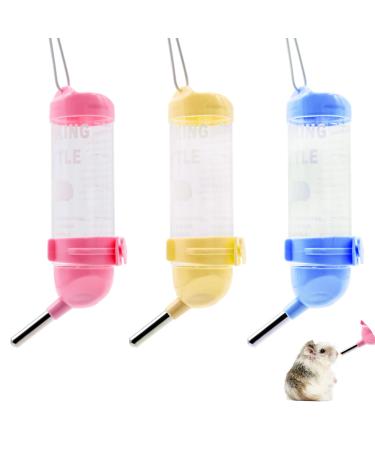 Hamster Water Drinking Dispenser 3 Pcs 125ml Plastic Hanging Small Animal Water Bottles Automatic Water Feeder for Hamster Rabbit Guinea Pig Rat Gerbil