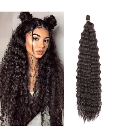 DSoar 26 inch 3 Packs deep twist crochet hair ocean wave curly bohemian crochet braids deep wave hair bundles synthetic hair extensions for women girls 26inch 4#