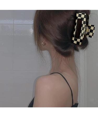 KICOSY Checkered Hair Clips for Women - Square Claw Clips for Thick and Thin Hair - Y2K Aesthetic Hair Accessories - Cute Hair Clamps for All Hair Types - 4.4 Inch and 2 - Buy Online on GoSupps.com