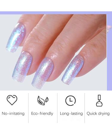 Glitter Nail Polish Blue Sparkle Nail Varnish Blue Nail Varnish Quick Drying & Long Lasting Blue Purple Shimmer Nail Polish Healthy Breathable Shiny Blue Purple Nail Polish for Women Teens - Buy Online on GoSupps.com