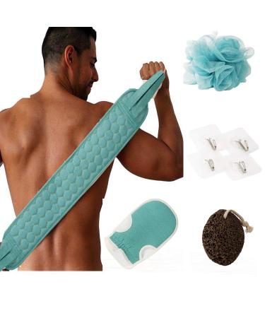 Back Scrubber for Shower ELELIFE Basic Back Washer for Shower with Exfoliating Gloves and Loofah Sponge Deep Clean and Invigorate Your Skin(8 Pack Blue-1)
