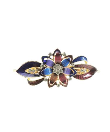 Glamor Girlz hair clip for women enamel with rhinestones for evening events hair clip with double rosette (multi -colored) Multi