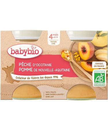 BABYBIO - Small Apple Peach Pots - 2x130g - 4+ Months - Set of 6 - ORGANIC - Buy Online on GoSupps.com