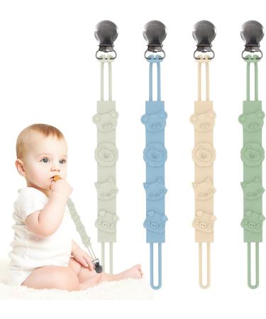 Baok Baby Schnullerhalter - 4 Anti-Tie-Off Steel Pacifier Chains | Silicone Pacifier Holders for Babies & Parents - Buy Online on GoSupps.com