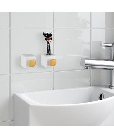 Linkidea Wall Bracket 2-Pack - Self-Adhesive Shower Razor Holder for Bathroom Storage - Durable & Practical Towel Luffa & Coat Organizer (White) - Buy Online on GoSupps.com