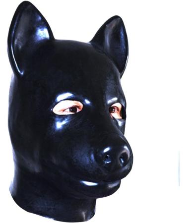 3D Latex Dog Animal Mask Hood in 0.8mm Black - Perfect for Parties! - Buy Online on GoSupps.com