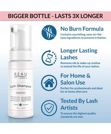 Eyelash Extension Foam Cleanser Shampoo (150ml) - Oil Free Sensitive Formula for Makeup Residue Removal - Paraben & Sulfate Free - Salon Quality - 5.07 Fl Oz - Buy Online on GoSupps.com