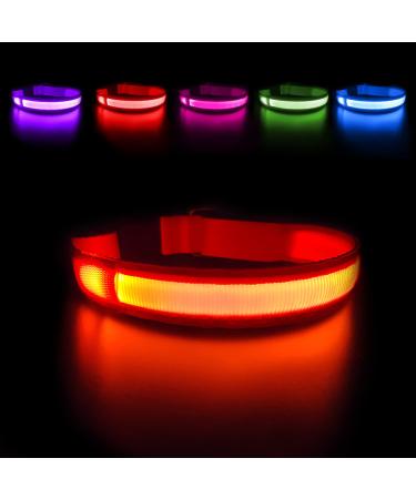 MASBRILL DOGHALLE BAND LUCTING UPSB Charging waterproof LED light collar for small medium -sized dogs Adjustable Safety Dog Hallband with 3 lighting modes - Orange - S S (28-40cm/11-15.7inch) Orange (TC5200)