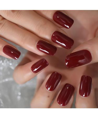 Medium Square Acrylic Artificial Nails for Women & Girls - Shiny & Durable 24-Piece Set | No Drying Time | Classic Nail Art - Buy Online on GoSupps.com