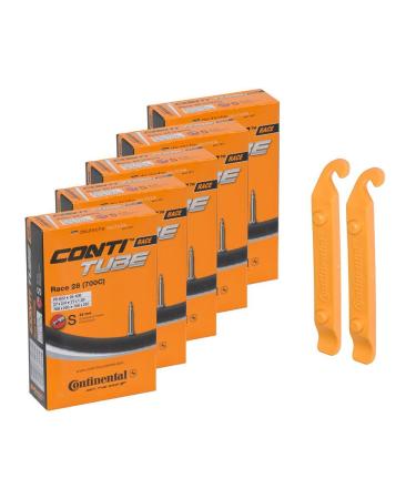 Continental Bicycle Tubes Race 28 700x20-25 S42 Presta Valve 42mm Bike Tube Super Value Bundle (Pack of 5 Conti Tubes & 2 Conti tire Lever)