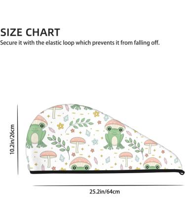 Hair Towel Wrap - Quick Drying Towel Turban with Button (Frog & Mushrooms) | Shop Now for International Shipping - Buy Online on GoSupps.com