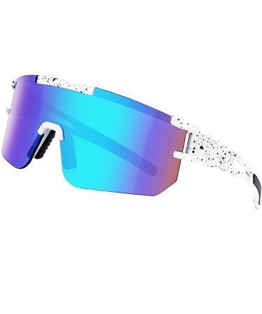 Polarized Sports Sunglasses Youth UV400 Cycling Style Glasses Recreation Windproof for Sunglasses Women and Men Blue