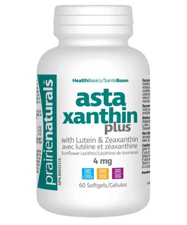 Prairie Naturals Astaxanthin Plus 4mg Astaxanthin Lutein & Zeaxanthin Softgel helps to maintain eyesight prevent cataracts and age-related macular degeneration reduces the risk of developing cataracts improves macular pigment optical density protect the e