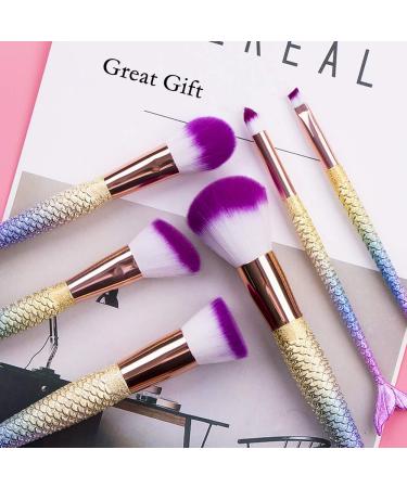 6-Piece Mermaid Makeup Brush Set | Portable Beauty Tools for Girls | Cosmetic Brushes for Women - Buy Online on GoSupps.com