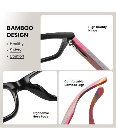 Blue Light Blocking Glasses for Women & Men | Spring Hinge Anti-Glare Eyeglasses for Computer Gaming & TV | Lightweight Bamboo Frames - Buy Online on GoSupps.com