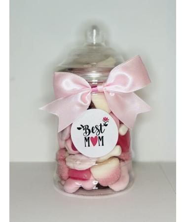 Best Mum Filled Pink Pick N Mix Gummy Sweet Victorian Jar Gift Present 380ml
