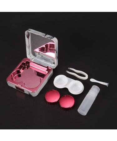 Kuuleeyn Pink Marble Contact Lens Container with Portable Mirror - Square Design for Soaking & Travel - Buy Online on GoSupps.com