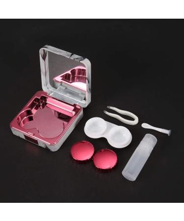 Rankomu Portable Contact Lens Case Marble Mirror Contact Lens Case Square Contact Lens Case(Rose Red)