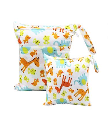 Bynsaer Wetbag fabric diapers nasted pocket cloth diapers 2 pieces baby wet and dry diaper bag reusable washable organizer bag (color 03)