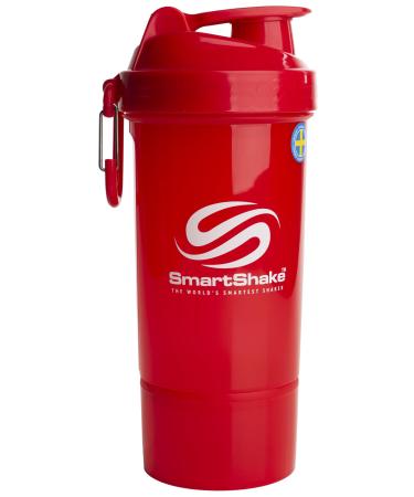 Smartshake O2GO ONE Plastic Protein Shaker Bottle 800 ml | 27 oz - Leakproof Screw-on Lid - BPA Free Unisex - Red