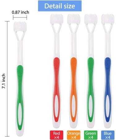 16-Piece Three-Sided Toothbrush Set for Kids | Soft & Gentle Autism Toothbrushes | Complete Teeth & Gum Care | Travel-Friendly - Green Blue Yellow Red - Buy Online on GoSupps.com