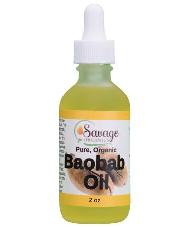 Organic Baobab Oil 100% Pure & Natural Baobab Face & Hair OIl - 2 oz Glass Bottle