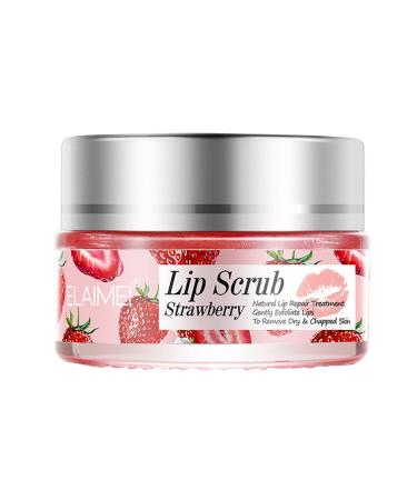 Mllkcao lip scrub strawberry/orange/peach lip scrubber lip moisturizer for dry dry and cracked lips 1 piece (1 Pack) A01#strawberry