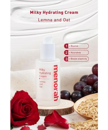 Menorah Skincare Milky Hydrating Cream - Ultra Lightweight Facial Lotion with Lemna & Oat | Natural Moisturizer for Skin Brightening - Daily Beauty Routine - Buy Online on GoSupps.com