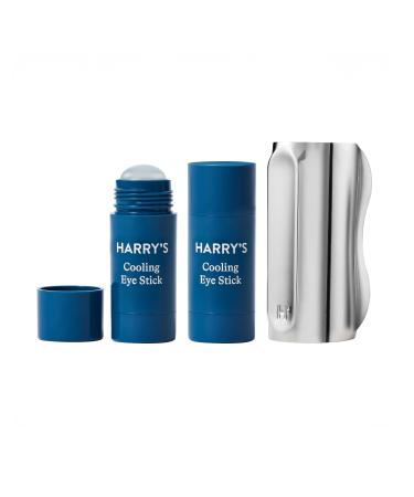 Harry's Cooling Eye Kit for Men - Gua Sha Depuffing Facial Massage Tool and 2 Cooling Eye Sticks 2 Sticks