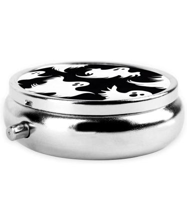 Halloween Goth Round Pill Box - 3 Compartment Mini Portable Travel Medicine Case | Decorative Pocket Purse Organizer - Buy Online on GoSupps.com