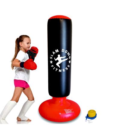 EXBEPE Thickened Odorless Inflatable Punching Bag for Kids, 63in Boxing Bag for Karate Taekwondo MMA Training,Stress Reliever BoB Bag with Inflator,Birthday Toy Gift for 3-5-8-12-14