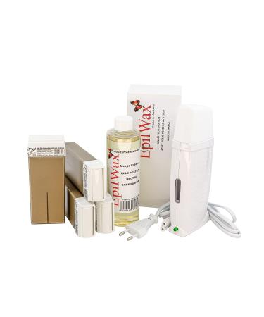 Epilwax Royal Complete Epilation Kit with: Professional wax warmer 4 roll-on wax 100 ml aux chocolate 100 epilatory strips 1 bottle 250ml oil after epilation (Royal series Chocolat 4)