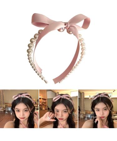 hgnxa Pearls Bowknot Headbands for Woman Girl Ribbon Hairband for Skincare Makeup Delicate Hairband for Girl Taking Photo Blue - Buy Online on GoSupps.com