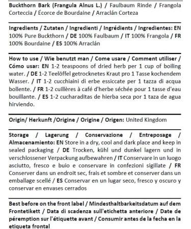 Herba Organica Buckthorn Bark Herbal Tea - Frangula Alnus L - corce de Bourdaine Tisane 100g - Buy Online on GoSupps.com