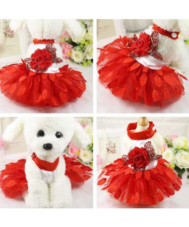 Yekeyi Spring Summer Princess Pet Dress for Rabbits Dogs & Cats - Cute Tutu Costumes in Red Leaves Design - Buy Online on GoSupps.com