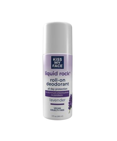Kiss My Face Liquid Rock Deodorant Roll-On, Lavender, 3 Fl Oz (1900373) 1 Pack Lavender