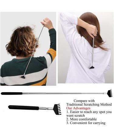 Leeqbcr Retractable Back Scratcher Set - Portable Stainless Steel Massage Device for Ultimate Back Relief - Buy Online on GoSupps.com