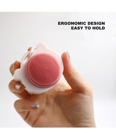 Double Sided Silicone Face Scrubber Soft Bristle Ergonomic Handle Super Soft Fiber Bristles with Lanyard for Facial Cleansing (White Handle with Pink Silicone) - Buy Online on GoSupps.com