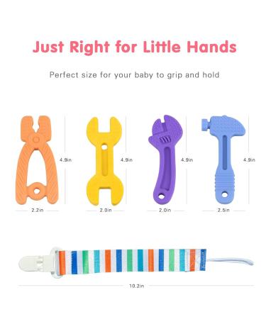 Yosvge Baby Teething Toys 4-Pack for 0-12 Months | Soft Silicone Baby Chew Toys with Pacifier Clips | Molars Teether for Boys and Girls - Buy Online on GoSupps.com