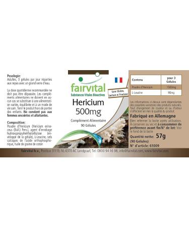 Fairvital | Hericium 500mg VEGAN - Highly dosed - 90 capsules - Hericium - mushroom powder - Buy Online on GoSupps.com