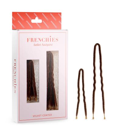 Frenchies Ultra Flocked Extra Soft French Twist Hair Pins: The French Hair Pins for Buns, Wedding Updo Hairstyles, Hair Extensions + Wigs, 20 Count, Brown 20 Count (Pack of 1) Brown