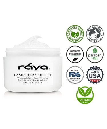 Raya Camphor Souffl Facial Cleanser 8 oz | pH Balanced Face Wash for Oily & Blemished Skin | Reduces Whiteheads Blackheads & Clogs - Buy Online on GoSupps.com