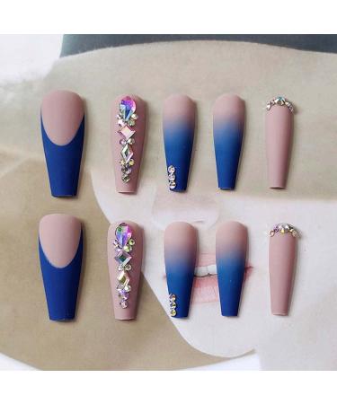 Bufenia 24pcs Press-On Nails: Butterfly Leopard Crystal & Yin Yang Art - Long Ballerina Matte Acrylics for Women & Girls - Buy Online on GoSupps.com