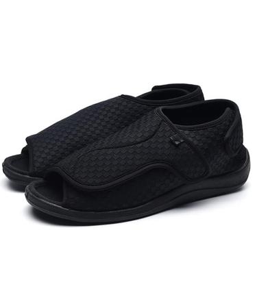 KXSM Men's Adjustable Diabetic Slipper Shoes Extra Wide Surgery Recovery Shoe Comfy Open Toe Footwear Breathable Edema Orthopedic Shoes Suitable for Diabetic Feet Back Pain Heel Pain Black 41 41 Black