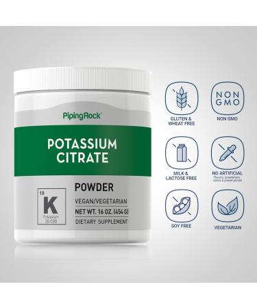 Piping Rock Potassium Citrate Powder 16 oz - Vegan, Non-GMO, Gluten-Free Supplement - Buy Online on GoSupps.com