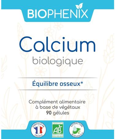 Bioph nix Equilibre Calcium 90 capsules - 100% natural organic vegetable based food supplement - 150 mg of Calcium element per capsule - Bone balance - Buy Online on GoSupps.com