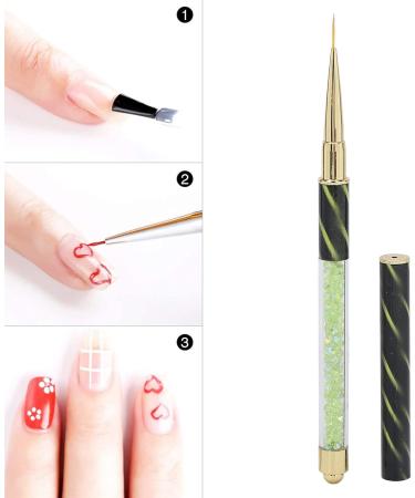 Manicure Liner Pen Nail Rhinestone Picker Dotting Pen Nail Art DIY Decoration Tool for Household Nail Shop (Green stripes (long pull cord)) - Buy Online on GoSupps.com