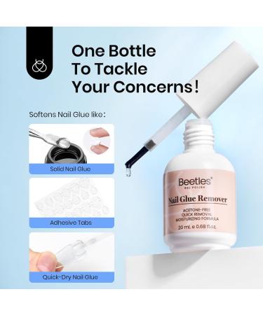 Beetles Nail Glue Remover 20ml - Effective False & Press-On Nails Adhesive Remover with Cuticle Pusher | Not for UV Gel or Gel Polish - Buy Online on GoSupps.com