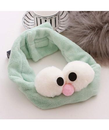 Soft Plush Hairband with Big Eyes - Mint Green Headband for Face Washing & Makeup | International Shipping Available - Buy Online on GoSupps.com
